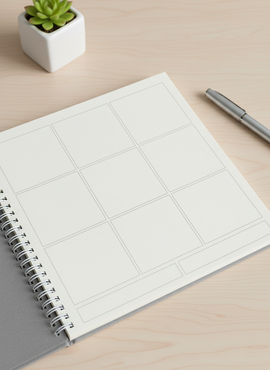 a plain, minimal weekly planner with empty boxes and no text or labels